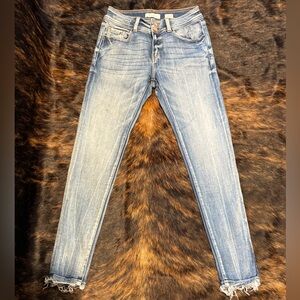 KanCan Light Blue Skinny Jeans with Frayed Hem